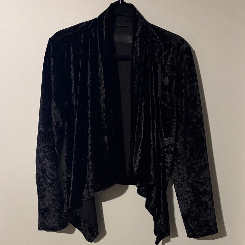 Blank NYC Black Velvet Drape Jacket